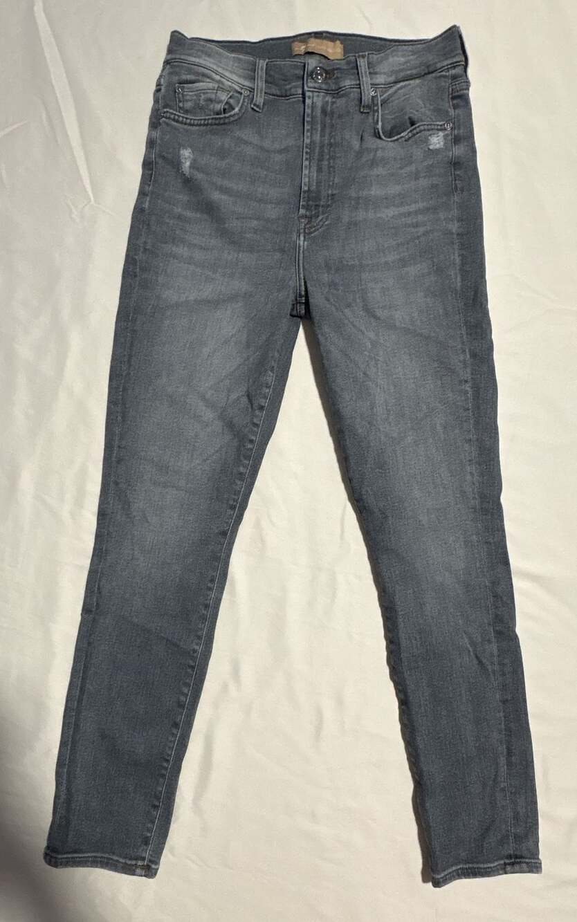 7 For All Mankind HW Ankle Skinny Luxe Vintage Drifted Distressed Jeans Size 30